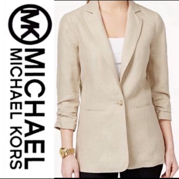 Michael Kors Linen Neutral Hemp  Blazer - Picture 8 of 13